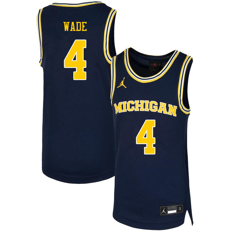 Men #4 Brandon Wade Michigan Wolverines College Basketball Jerseys Sale-Navy